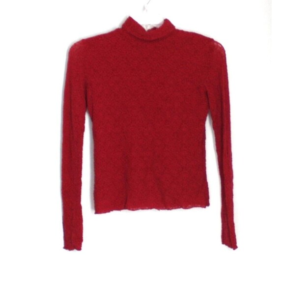 J Jill Stretch Red Lace Top Lined Turtle Neck Long Sleeves Size XS - Picture 1 of 4